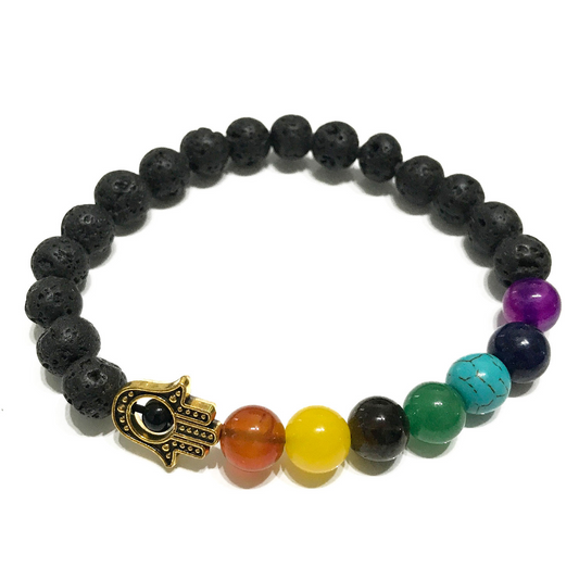 Lava Stone Bracelet - Hamsa Chakra | Beautiful Gemstone Jewelry for Aromatherapy & Style - BEYRUN