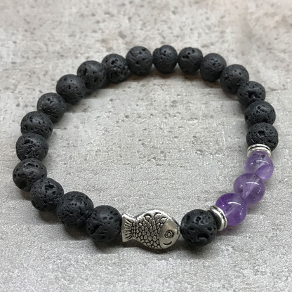 Elegant Fish Amethyst Lava Stone Bracelet | Aromatherapy Jewelry - Perfect Blend of Fashion and Wellness - BEYRUN