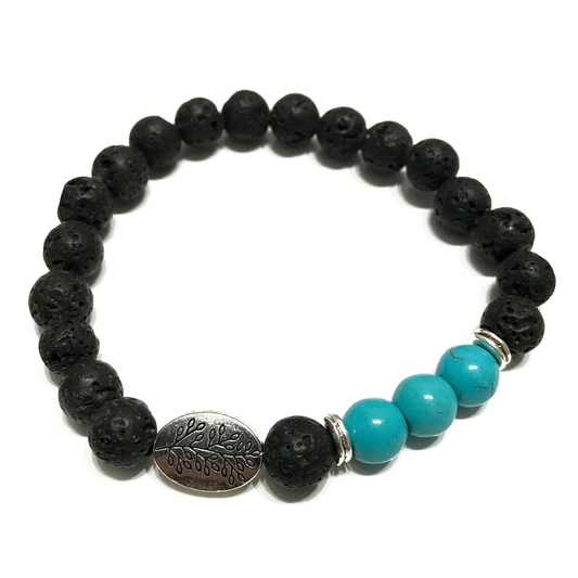 Lava Stone Bracelet - Leaf Turquoise | Aromatherapy & Style | Buy Now at Ancient Wisdom - BEYRUN