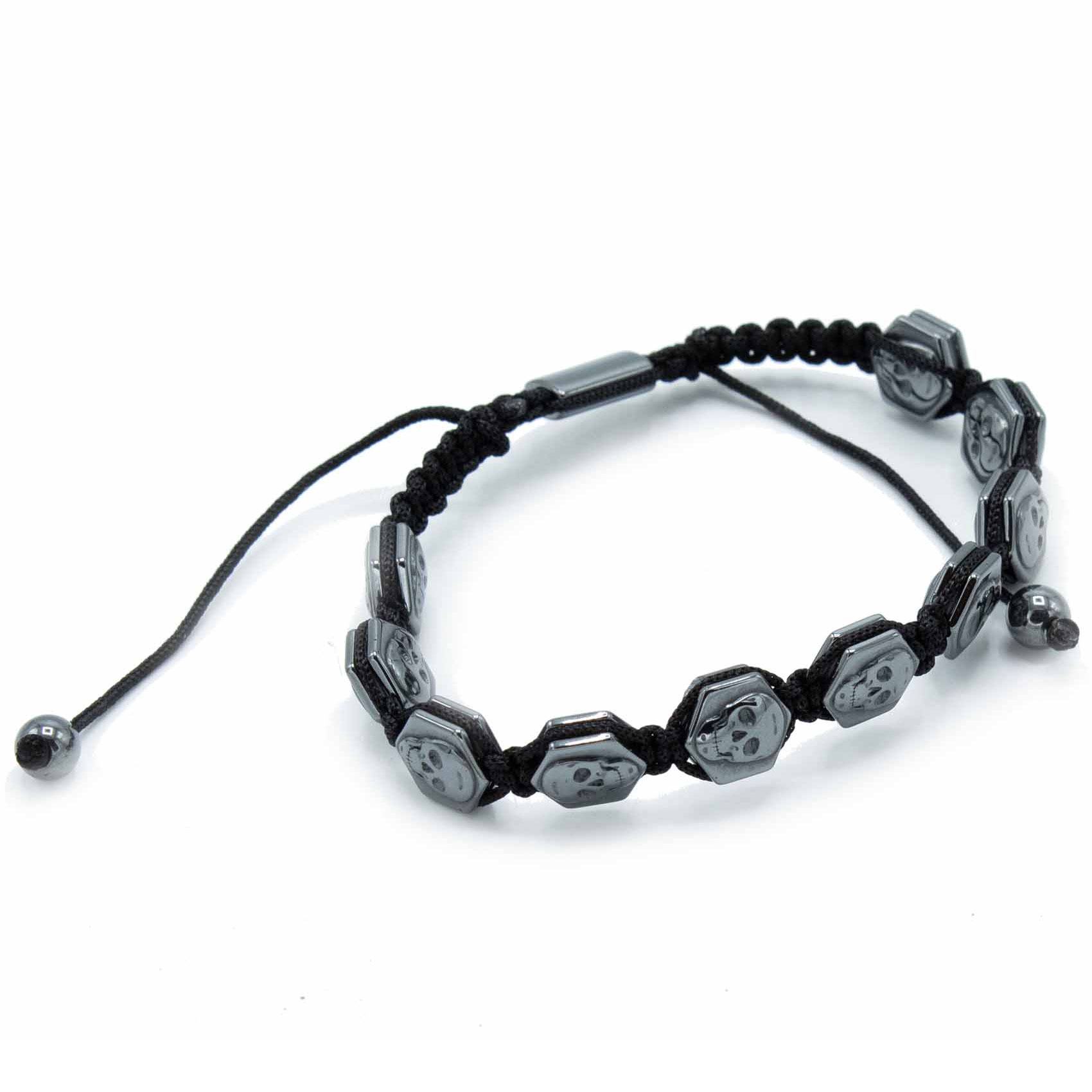 Magnetic Hematite Shamballa Bracelet -  Hexagon Skulls - BEYRUN