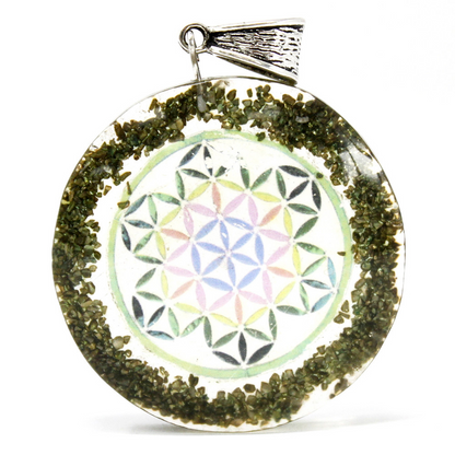 Orgonite Power Pendant - Greenstone Mandala | Spiritual Healing & EMF Protection - BEYRUN