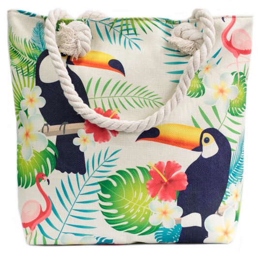 Rope Handle Bag - Tropical Toucan | Stylish & Durable Beach Tote Bag - BEYRUN