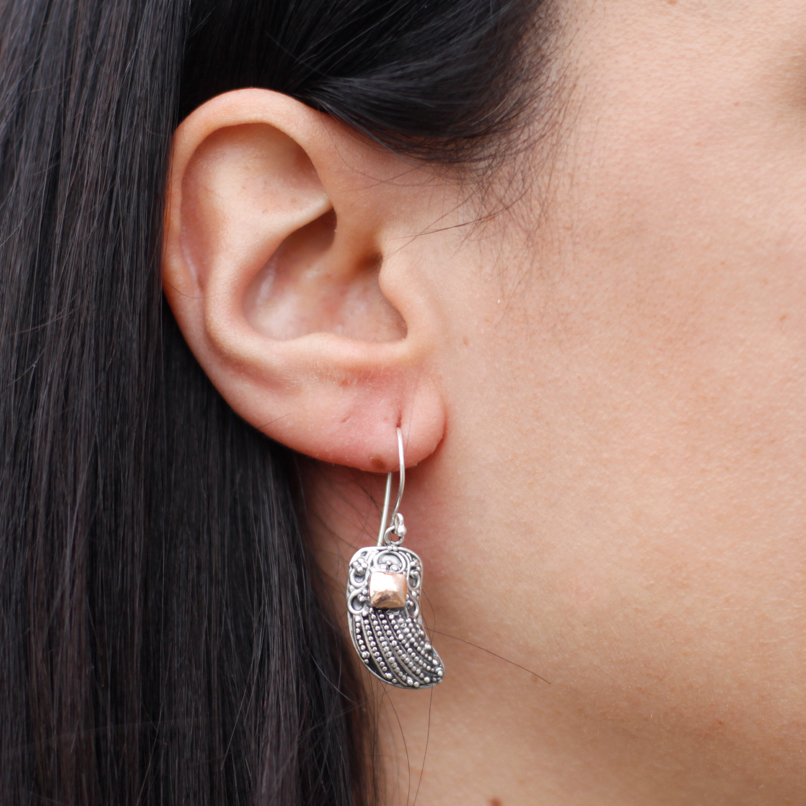 Silver & Gold Earring - Angel Wings | Exotic Jewelry by Ancient Wisdom - BEYRUN