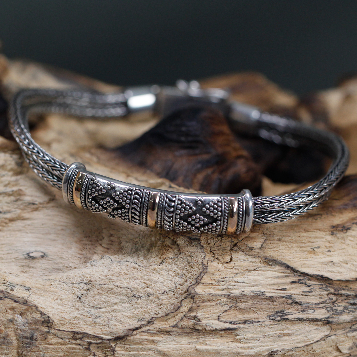 Elegant Silver & Gold Unisex Chain Bracelet at Ancient Wisdom - BEYRUN