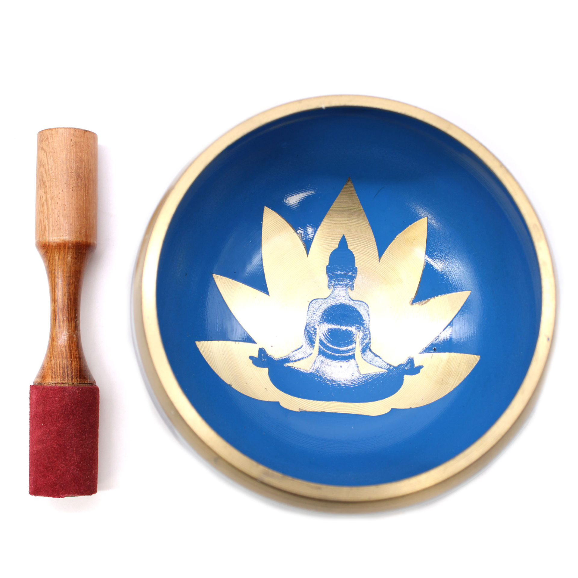 Lrg Yoga Moves Singing Bowl Set - White/Blue 14cm | Enhance Your Meditation & Mindfulness - BEYRUN