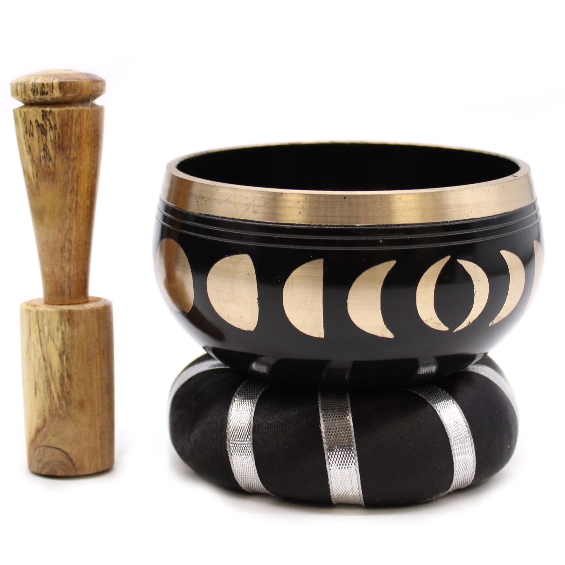 Moon Phase Singing Bowl Set - Black, 10.7cm | Meditation, Yoga, Sound Healing - BEYRUN