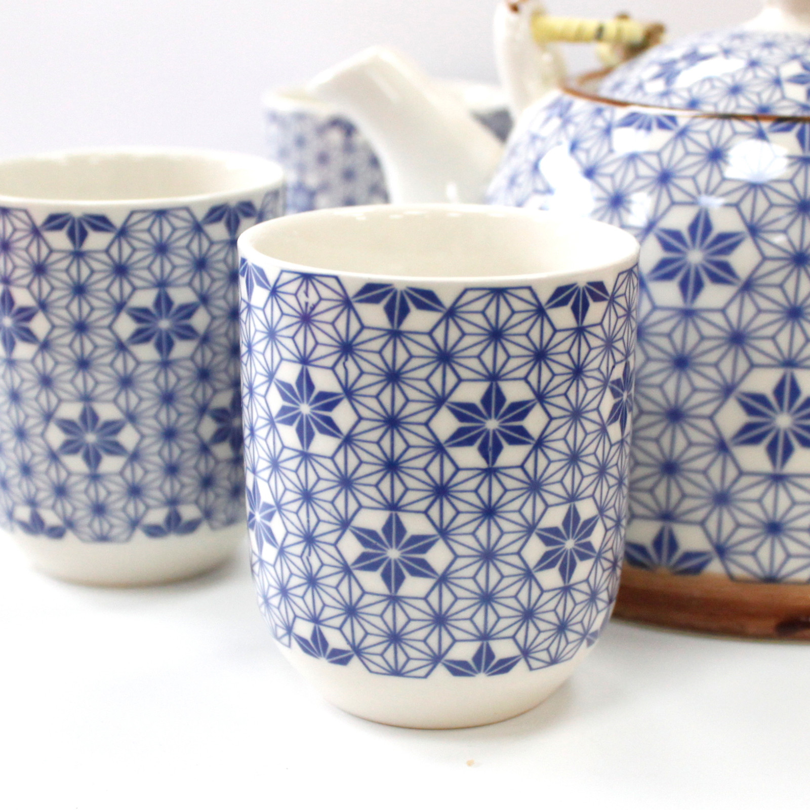 Herbal Teapot Set - Blue Star | Elegant Tea Pot with Metal Strainer & 6 Matching Cups | Perfect Gift for Tea Lovers - BEYRUN