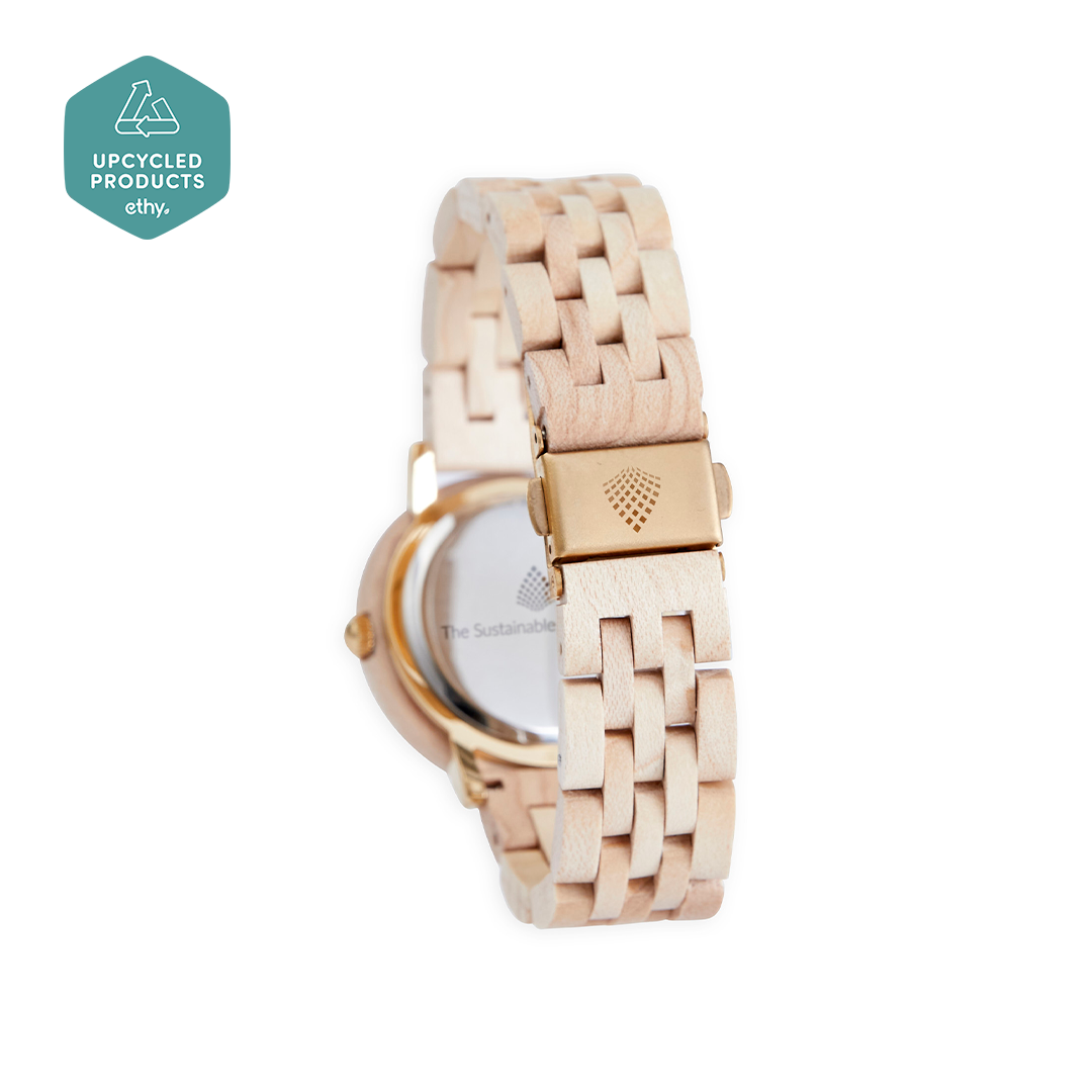 The Birch Watch - Handcrafted Upcycled Wooden Timepiece with Gold Accents | Eco-Friendly, Unique, and Stylish - BEYRUN