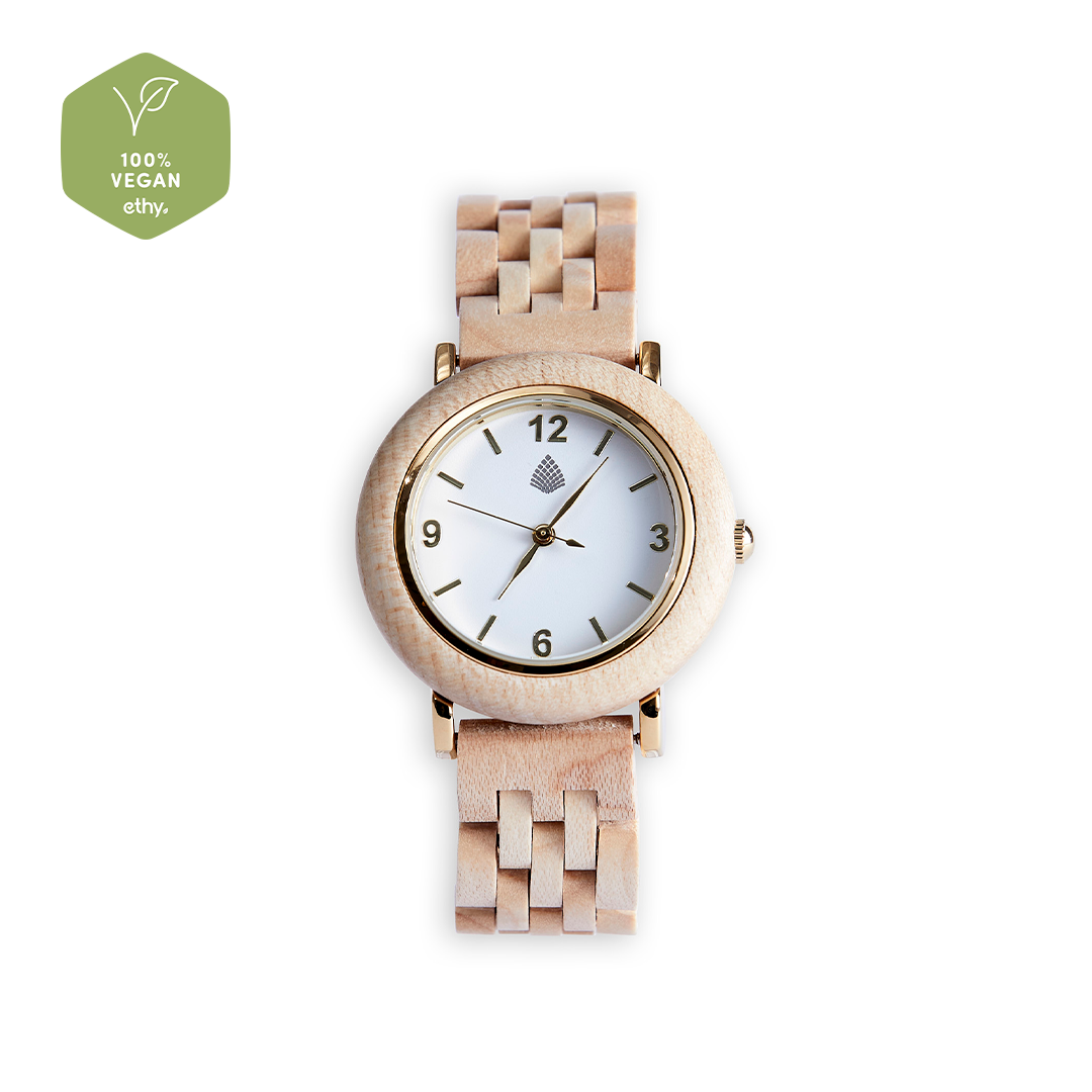 The Birch Watch - Handcrafted Upcycled Wooden Timepiece with Gold Accents | Eco-Friendly, Unique, and Stylish - BEYRUN