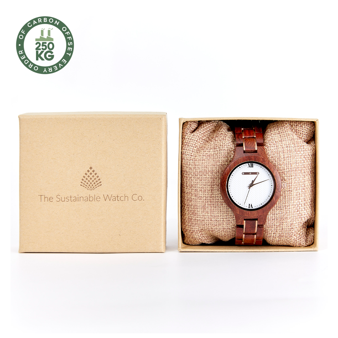 The Magnolia: Elegant Wooden Watch for Women - Handmade from Recycled Red Sandalwood - BEYRUN