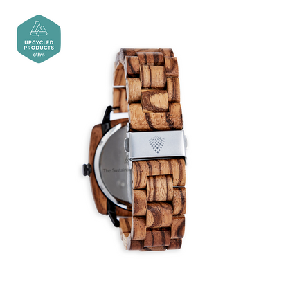 The Oak Watch - Handcrafted Vegan Timepiece | Eco-Friendly & Stylish, Upcycled Zebrawood - BEYRUN