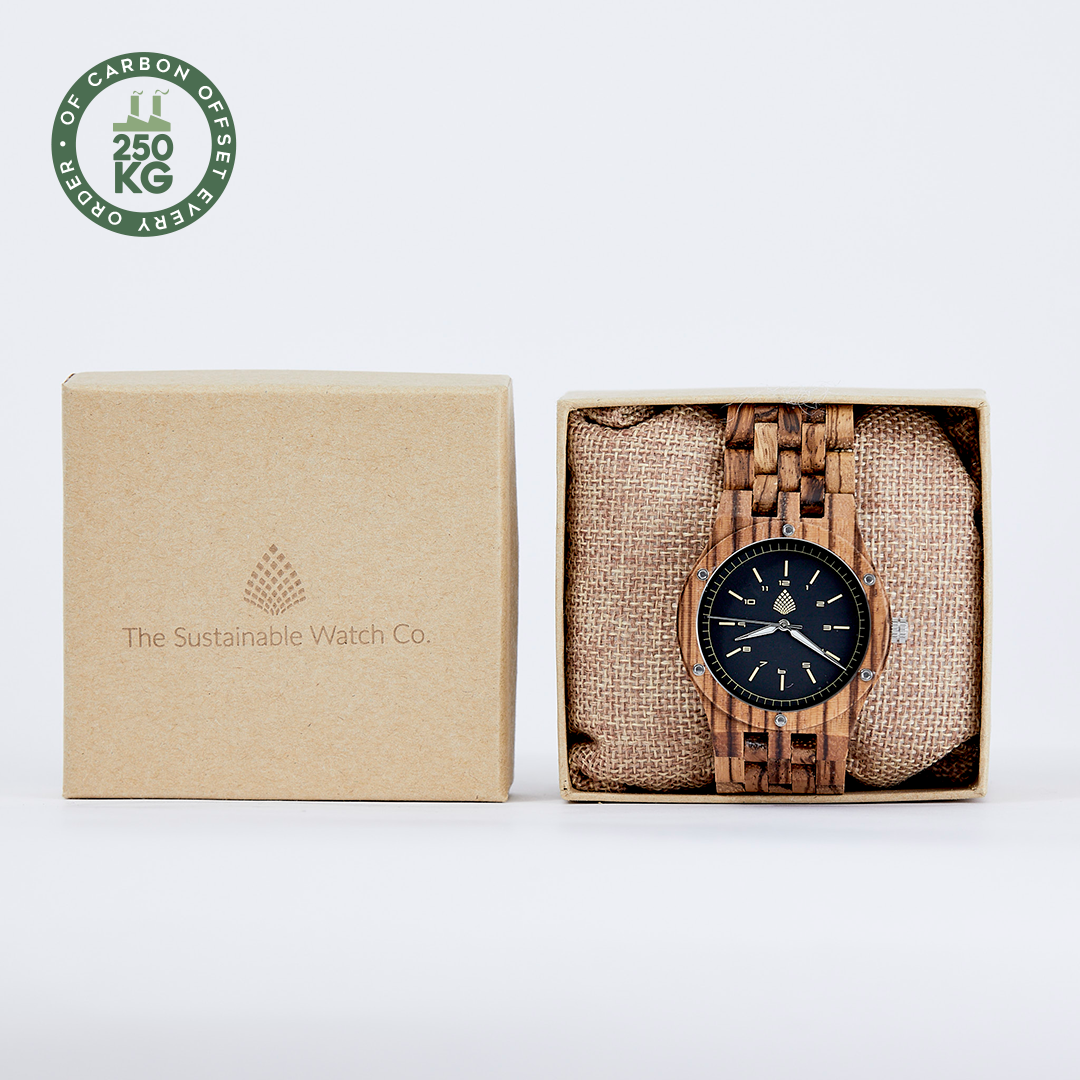 The Yew Watch - Eco-Friendly Natural Zebrawood Timepiece for Men | Handcrafted Vegan Watch - BEYRUN