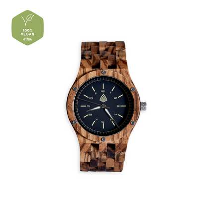 The Yew Watch - Eco-Friendly Natural Zebrawood Timepiece for Men | Handcrafted Vegan Watch - BEYRUN