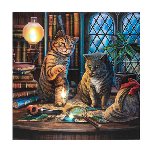 Purrlock Holmes Light Up Canvas Plaque by Lisa Parker - BEYRUN