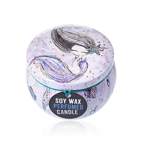 Eco-Friendly Art Tin Candle - Sea Life Design - Raspberry Scent | Long-Lasting & Natural Soy Wax - BEYRUN