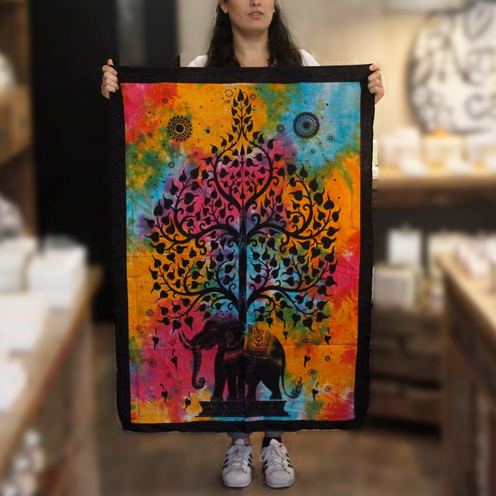 Cotton Wall Art - Elephant Tree | Vibrant Indian-Inspired Design | Premium Quality - BEYRUN