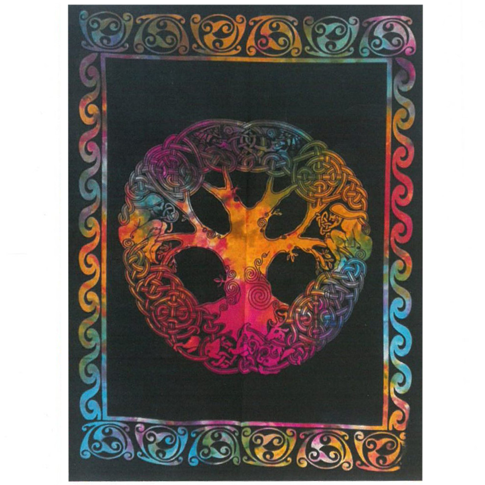 Cotton Wall Art - Tree with Adam & Eve | Vibrant & Exotic Indian Tapestry - BEYRUN