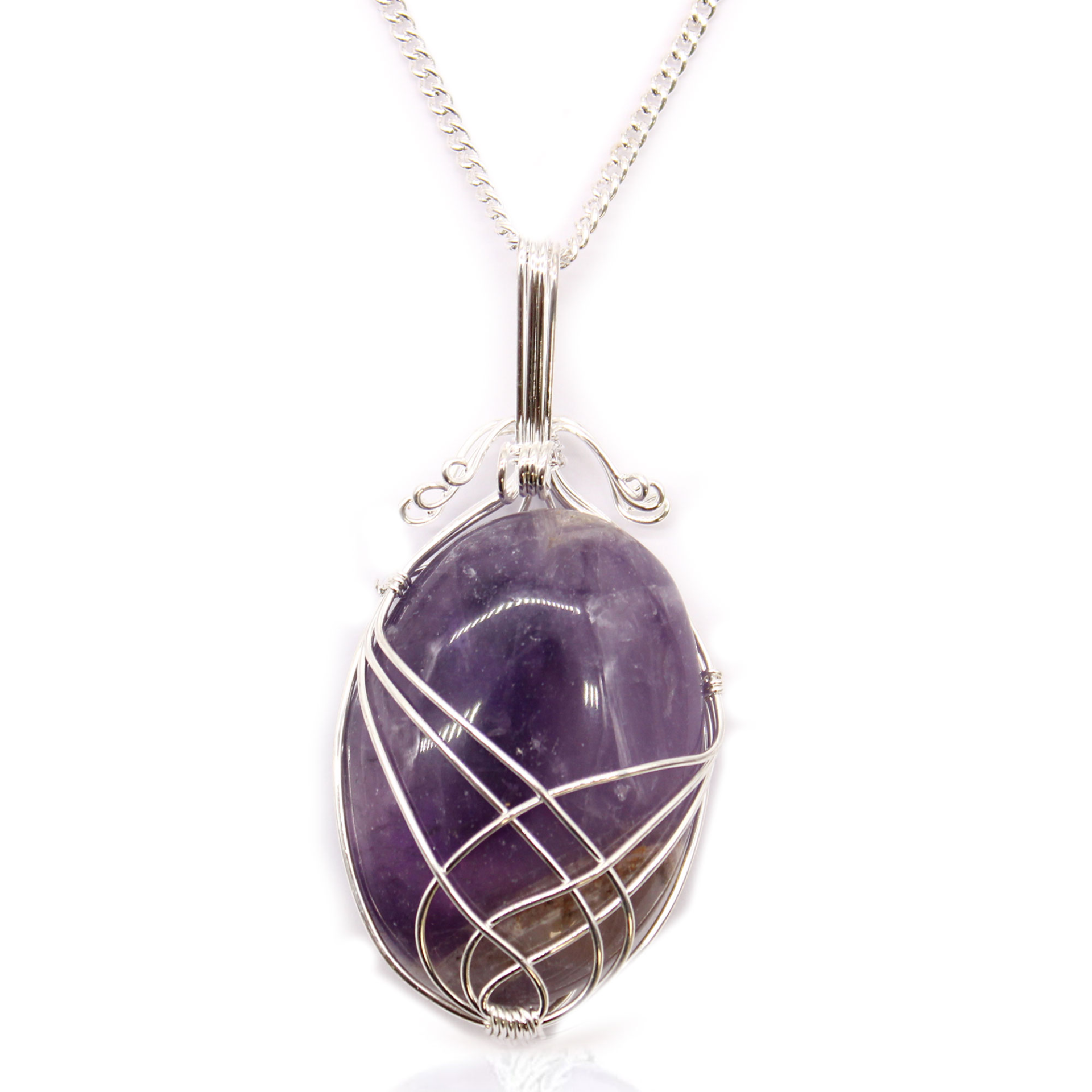 Swirl Wrapped Gemstone Necklace - Amethyst | Elegant & Healing Jewelry - BEYRUN