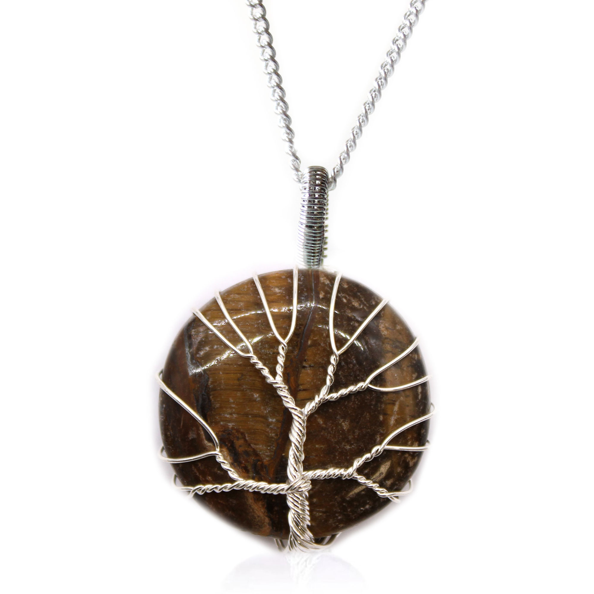 Tree of Life Gemstone Necklace - Tiger Eye | Natural Luck & Success Amulet - BEYRUN