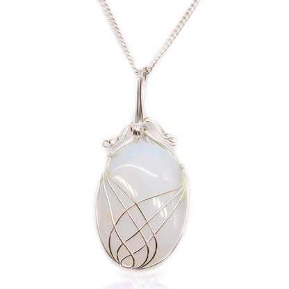 Swirl Wrapped Opalite Gemstone Necklace | Elegant Princess Style Jewelry - BEYRUN