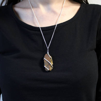 Cascade Wrapped Gemstone Necklace - Rough Tiger Eye: Natural Elegance & Courage - BEYRUN