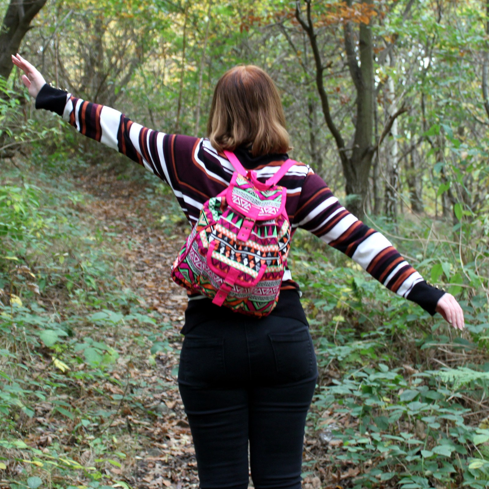 Jacquard Bag - Pink Backpack | Stylish Ethnic Design | Perfect for Travel & Everyday Use - BEYRUN