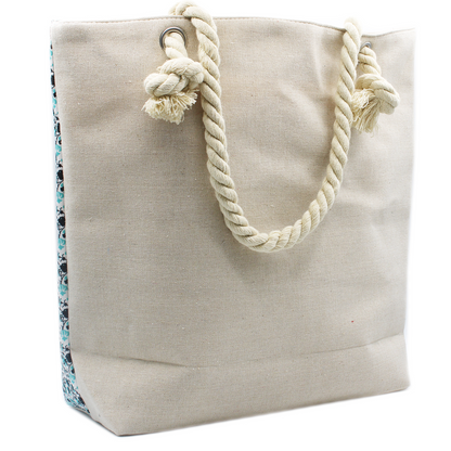 Rope Handle Mandela Bag - Electric Blue | Stylish & Spacious for Shopping & Beach - BEYRUN