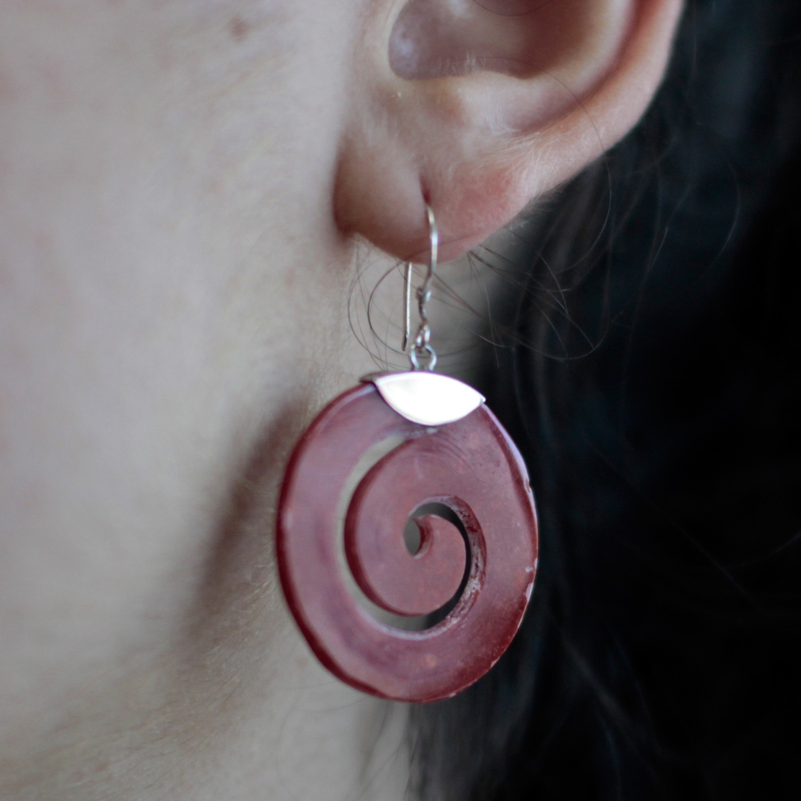 Elegant 925 Silver Earrings - Scroll Design | Hand-Made in Bali - BEYRUN