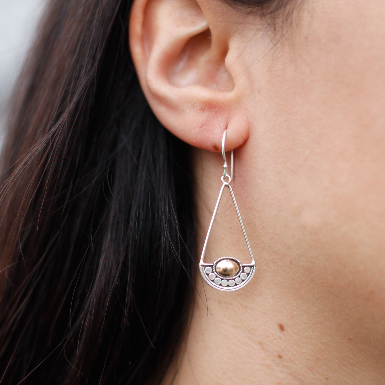 Silver & Gold Earring - Luna Balance | Ethically Sourced Elegant Jewelry - BEYRUN