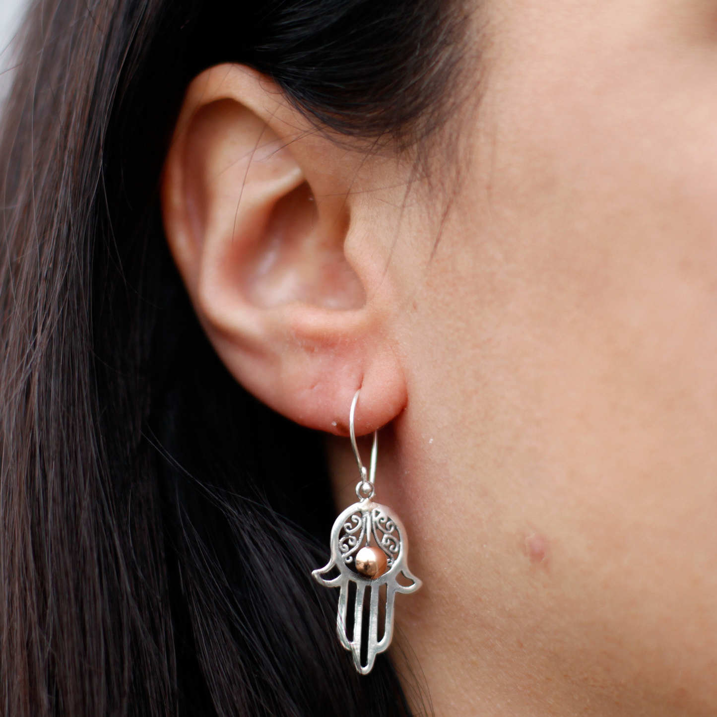 Silver & Gold Earring - Hamsa | Ethically Sourced, Exquisite Design - BEYRUN