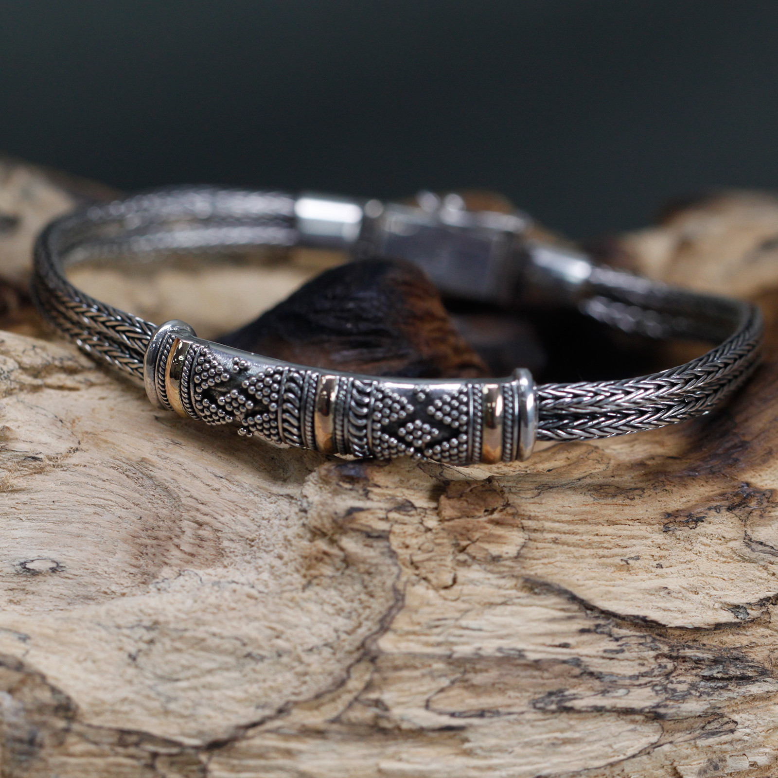 Elegant Silver & Gold Unisex Chain Bracelet at Ancient Wisdom - BEYRUN