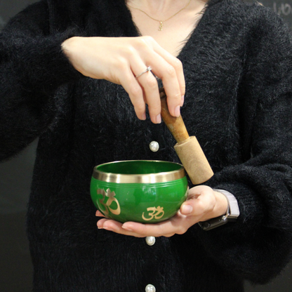 Tree of Life Singing Bowl Set - Green 10.7cm | Soothing Sounds & Beautiful Design - BEYRUN