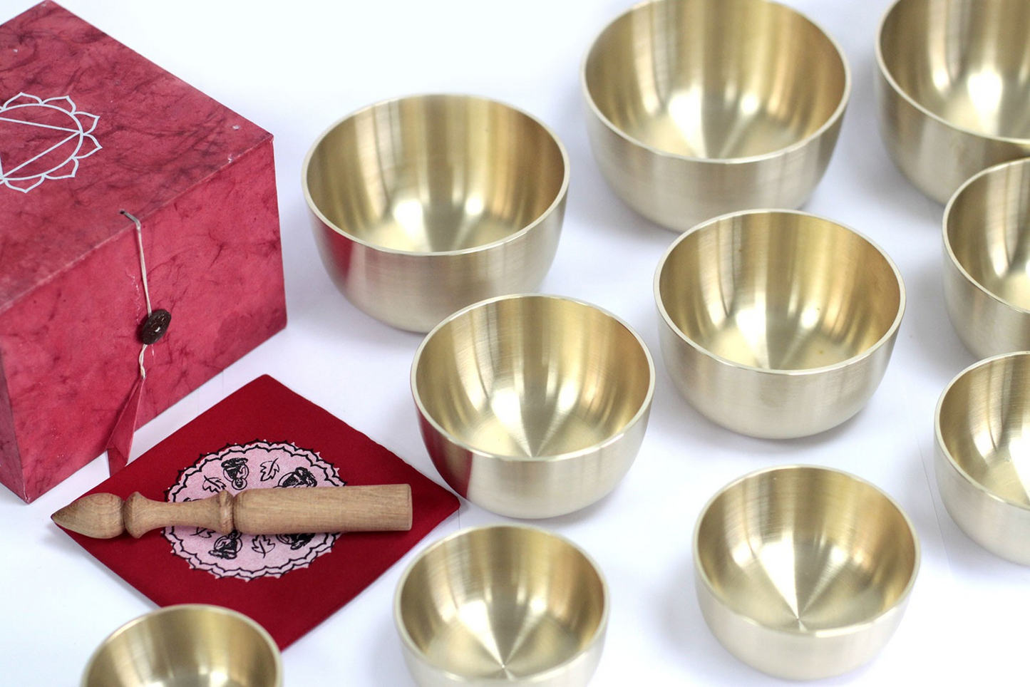 Premium Set of 10 Chakra Singing Metal Bowls - Handcrafted Sound Healing Therapy Set - BEYRUN