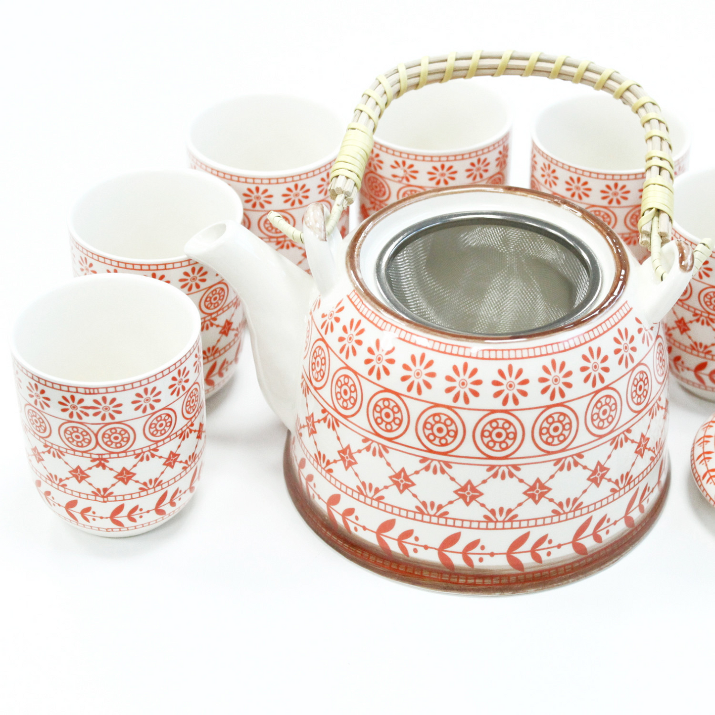 Amber Herbal Teapot Set - Elegant Ceramic Tea Set with 6 Matching Cups, Perfect Gift for Tea Enthusiasts - BEYRUN