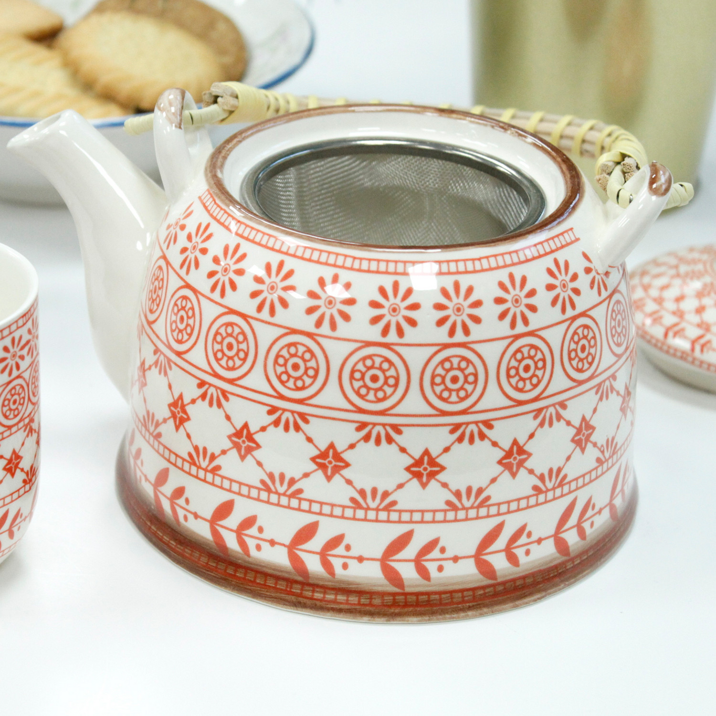 Amber Herbal Teapot Set - Elegant Ceramic Tea Set with 6 Matching Cups, Perfect Gift for Tea Enthusiasts - BEYRUN