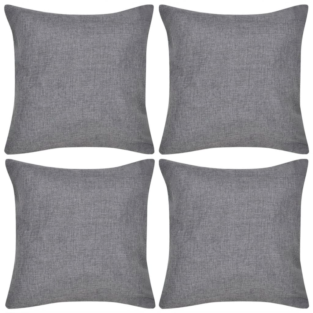 Set of 4 Anthracite Linen-look Cushion Covers 50 x 50 cm – Soft, Stylish & Durable Home Décor Accessories