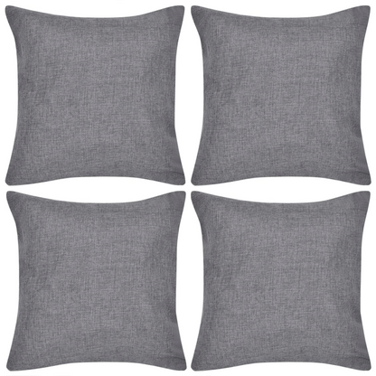 Set of 4 Anthracite Linen-look Cushion Covers 40 x 40 cm - Stylish & Comfortable