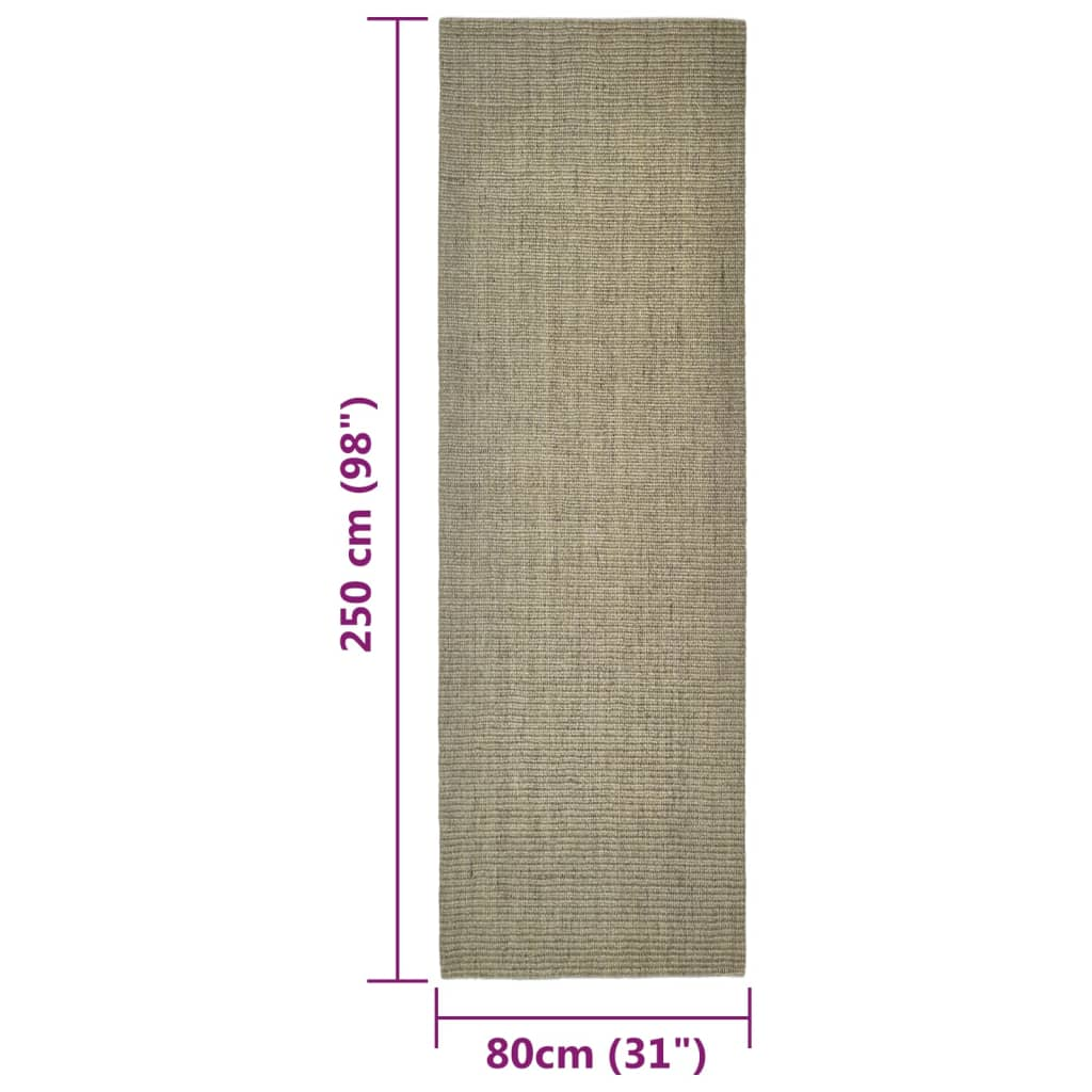 vidaXL Natural Sisal Rug with Anti-Slip Backing, 80x250 cm, Green - Durable & Eco-Friendly - BEYRUN