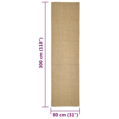 vidaXL Natural Sisal Rug - 80x300 cm | Durable, Eco-Friendly Carpet with Anti-Slip Backing - BEYRUN