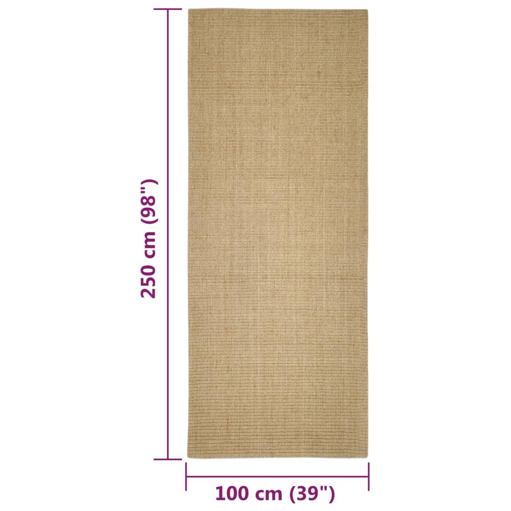 vidaXL Natural Sisal Rug 100x250 cm – Eco-Friendly, Durable Carpet with Non-Slip Backing for Home - BEYRUN