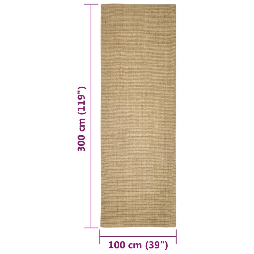 vidaXL Natural Sisal Rug - Durable, Eco-Friendly, 100x300 cm - BEYRUN