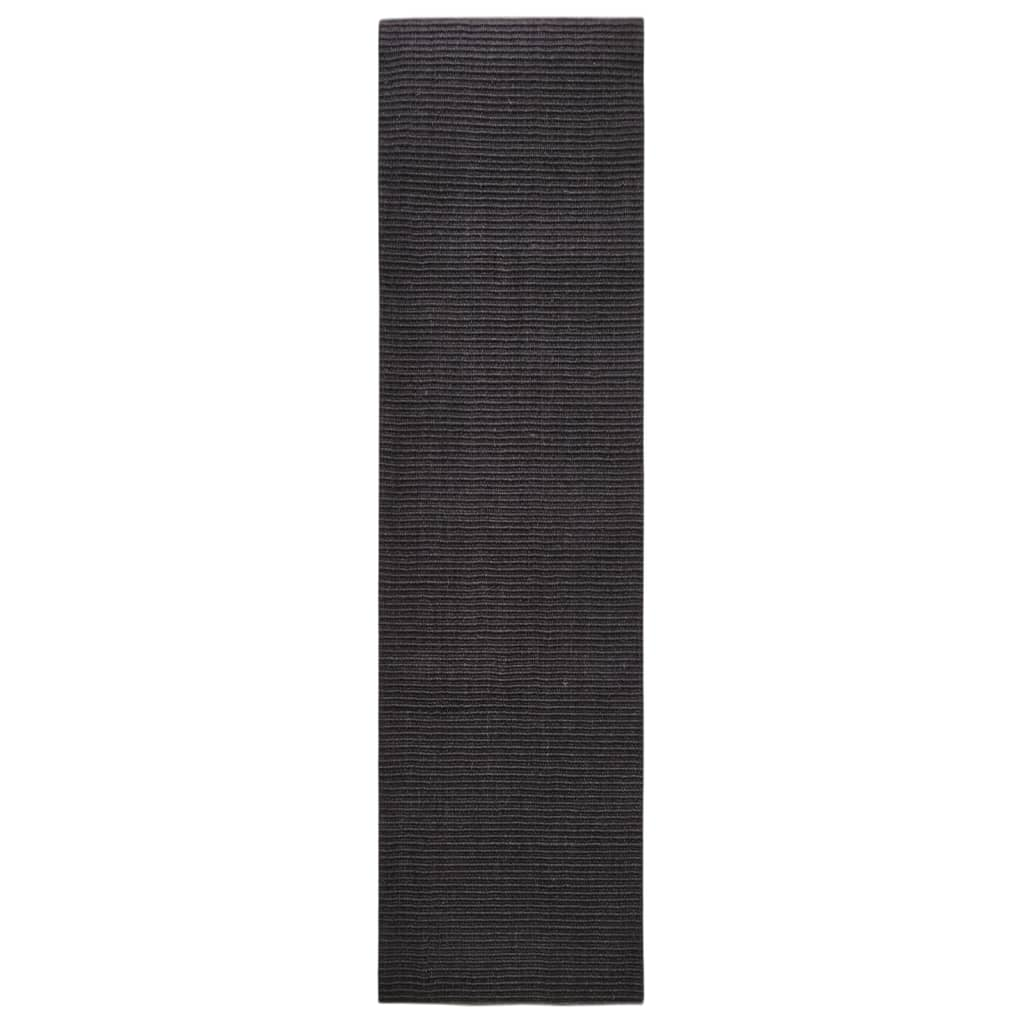 vidaXL Natural Sisal Rug 80x300 cm Black - Premium Material, Anti-Slip Backing, Easy to Maintain - BEYRUN