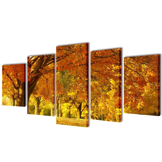 Canvas Wall Print Set Maple 100 x 50 cm – 5-Panel, Waterproof, Ready to Hang - BEYRUN