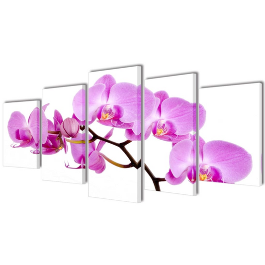 Elegant Canvas Wall Print Set with Orchid Design | 200 x 100 cm | Ready to Hang - BEYRUN