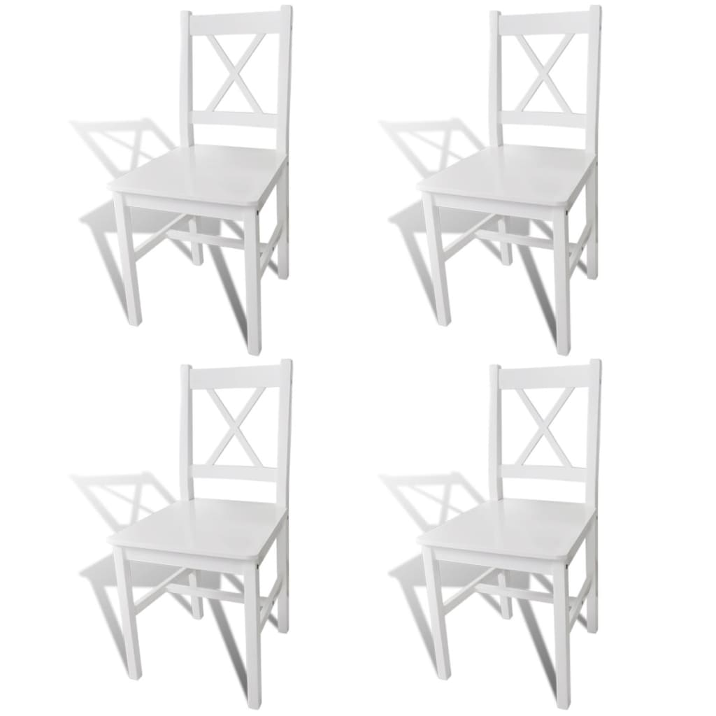 vidaXL Dining Chairs 4 pcs White Pinewood - Elegant, Durable, and Comfortable - BEYRUN