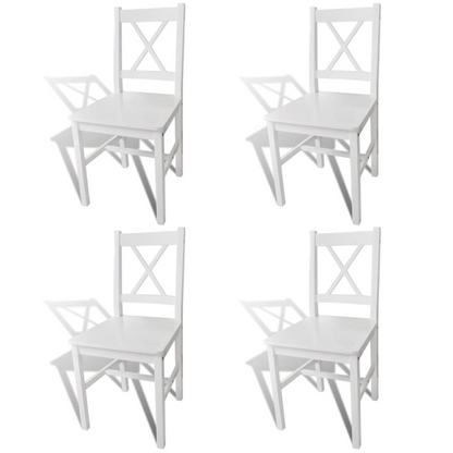 vidaXL Dining Chairs 4 pcs White Pinewood - Elegant, Durable, and Comfortable - BEYRUN