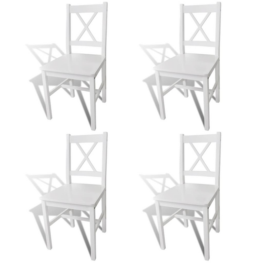 vidaXL Dining Chairs 4 pcs White Pinewood - Elegant, Durable, and Comfortable - BEYRUN