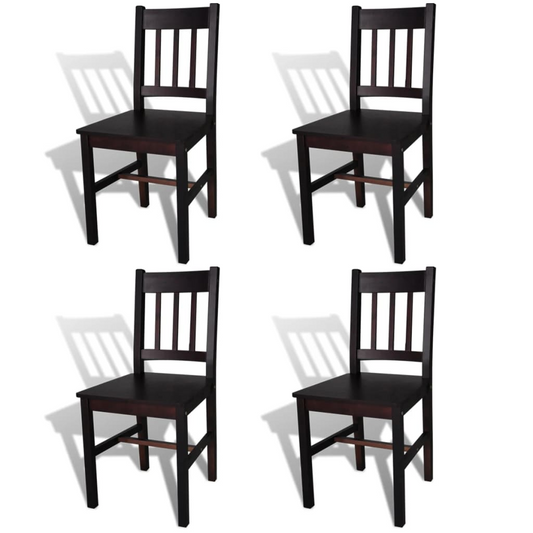 vidaXL Dark Brown Pinewood Dining Chairs - Set of 4 | Stylish & Durable Seating - BEYRUN