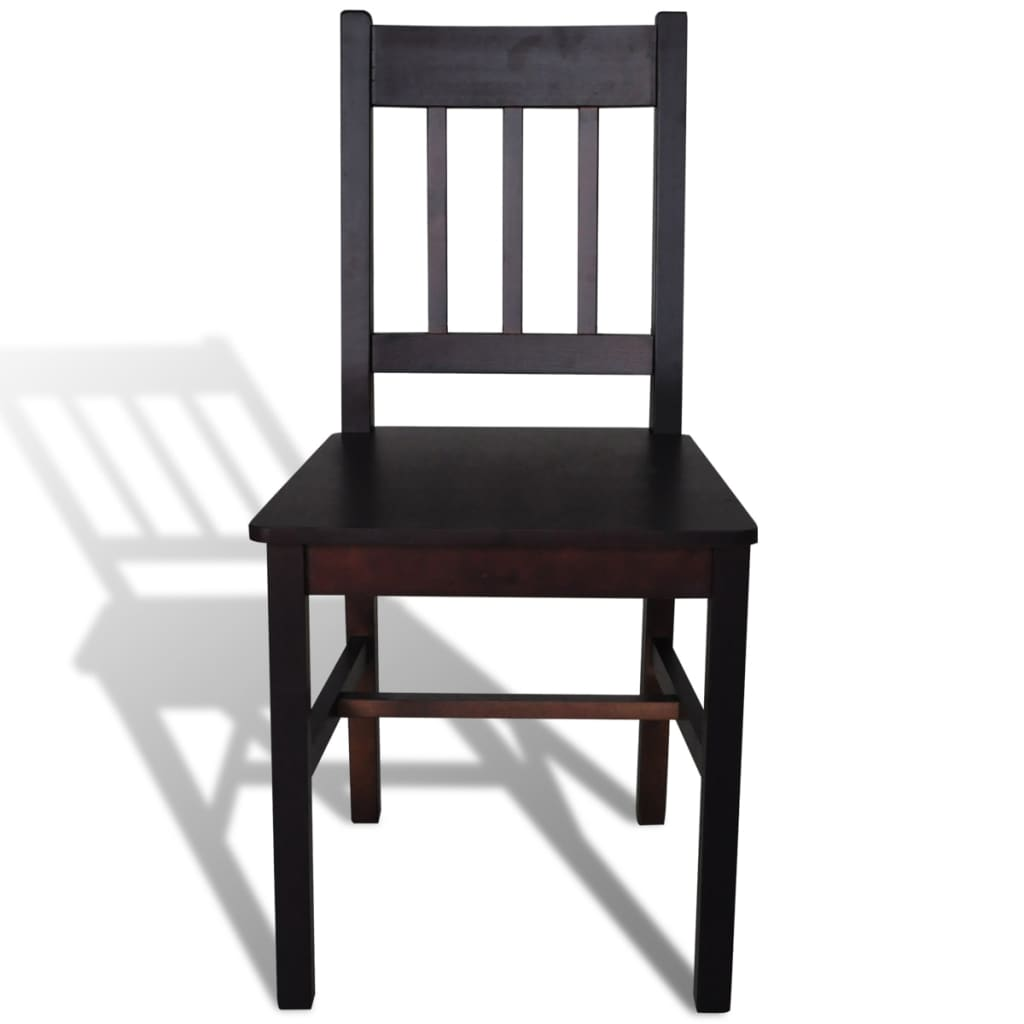 vidaXL Dark Brown Pinewood Dining Chairs - Set of 4 | Stylish & Durable Seating - BEYRUN