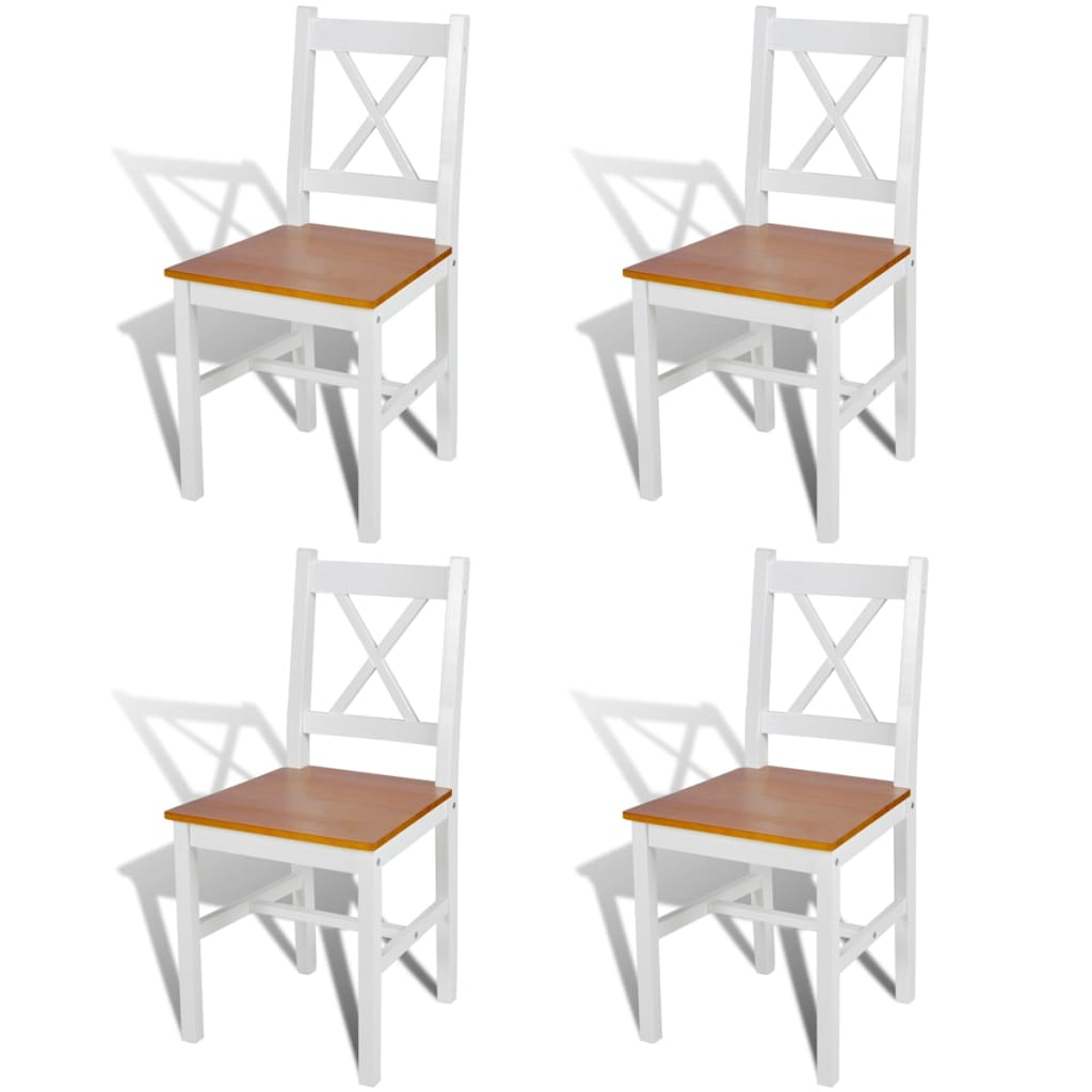 vidaXL Dining Chairs 4 pcs White Pinewood - Elegant and Durable Dining Room Furniture - BEYRUN